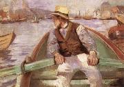 Christian Krohg Look ahead,the harbour at Bergen France oil painting artist
